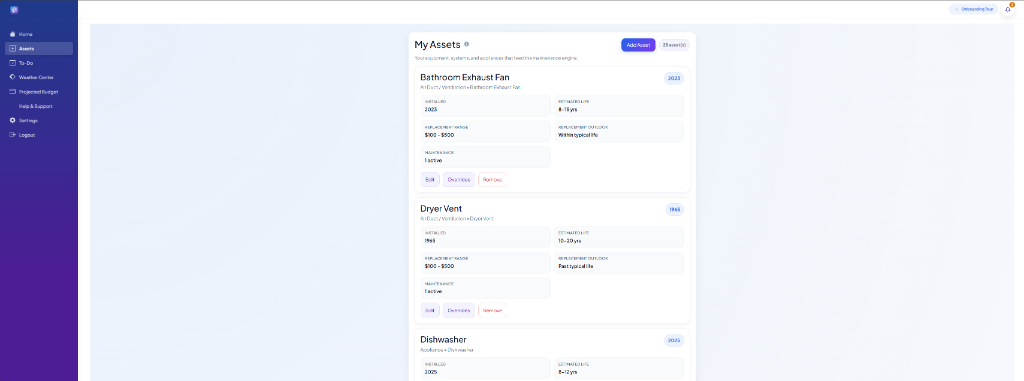 Step 2: Add home features and appliances to CasaKeepr